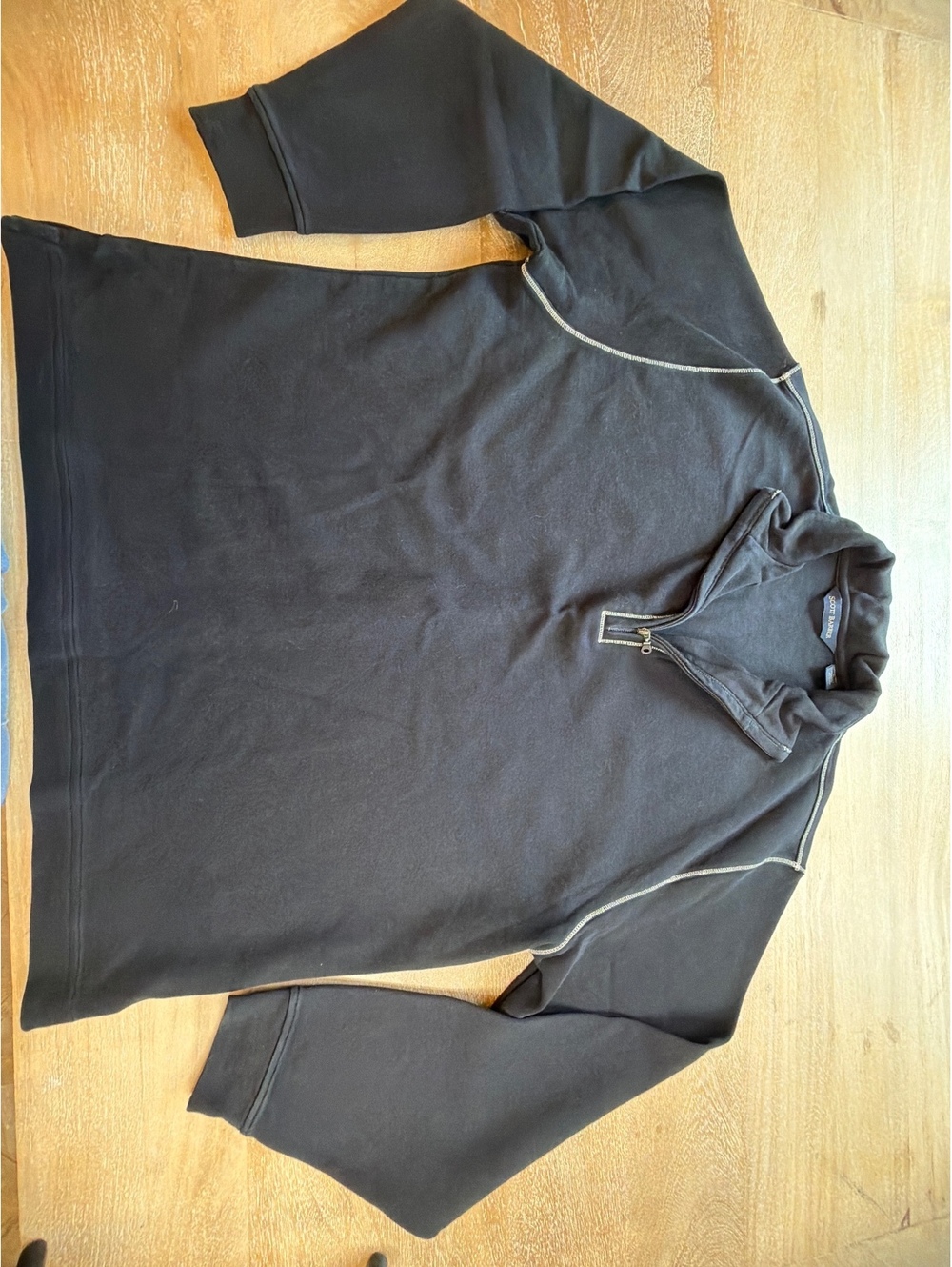 Scott Barber Mens XL Black Pima Cotton  Quarter Zip Pullover Sweater EXC
